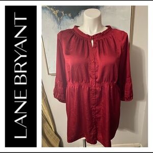 Lane Bryant Dark  Red Top Satin Sz 18/20